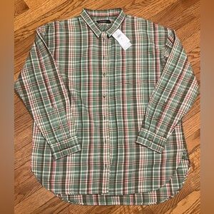 Lauren Ralph Lauren Women's Green and Pink Plaid Button-Down Cotton Shirt XL